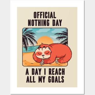 Cute Lazy Beach Sloth Nothing Day Design Posters and Art